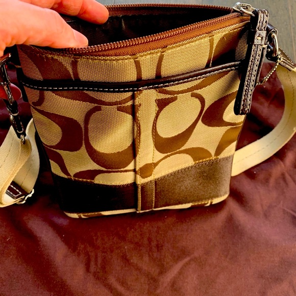 Coach Signature Logo Canvas Fabric Crossbody Purse - Picture 4 of 7